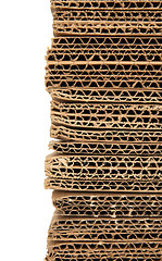 Image showing Stacked corrugated cardboard closeup