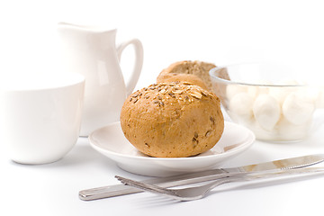 Image showing bread, milk and mozzarella