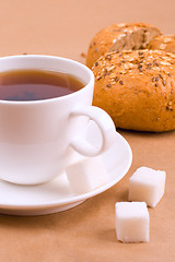 Image showing tea, sugar and bread