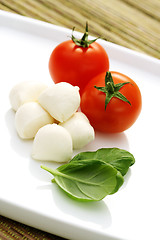 Image showing mozzarella and cherry tomatoes