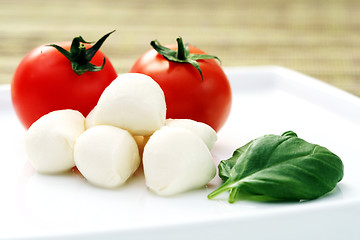 Image showing mozzarella and cherry tomatoes