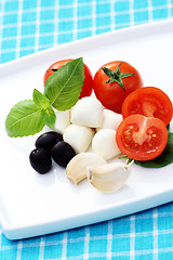 Image showing mozzarella and cherry tomatoes