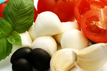 Image showing mozzarella and cherry tomatoes