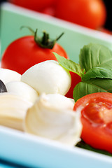 Image showing mozzarella and cherry tomatoes