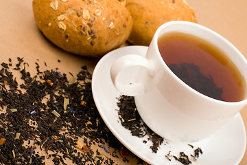 Image showing tea and bread