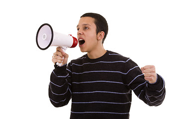 Image showing shouting at the megaphone