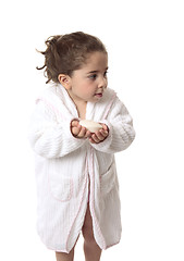 Image showing Child holding soap, cleanliness