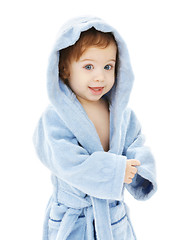 Image showing baby boy in blue robe