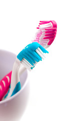 Image showing two toothbrushes