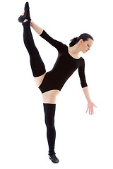 Image showing fitness instructor in black leotard