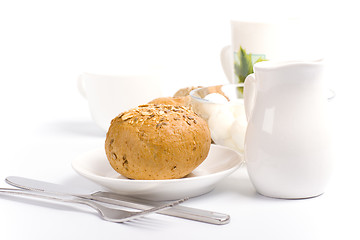 Image showing bread, milk and mozzarella