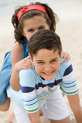 Image showing Kids having fun on the beach