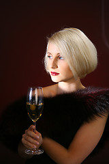 Image showing Portrait of beautiful woman with glass champagne