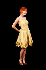 Image showing Redhead in yellow dress