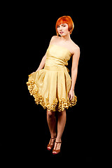 Image showing Redhead in yellow dress