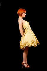 Image showing Redhead in yellow dress