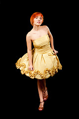 Image showing Redhead in yellow dress