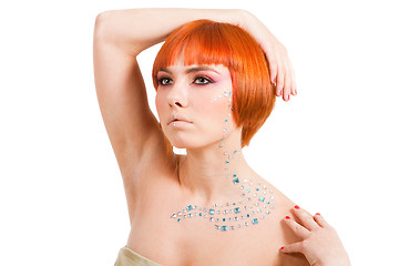 Image showing Redhead with rhinestones