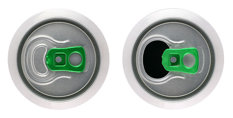 Image showing Opened and closed beverage cans