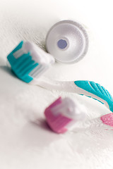 Image showing toothpaste and toothbrushes
