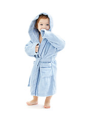 Image showing baby boy in blue robe