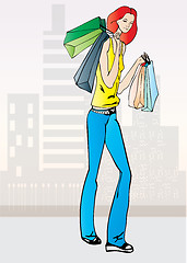 Image showing shopping redhead 