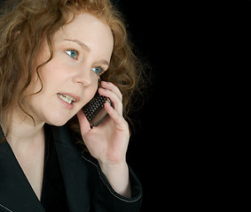 Image showing Beautiful girl speaking ion telephone