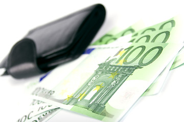 Image showing euro and a leather purse