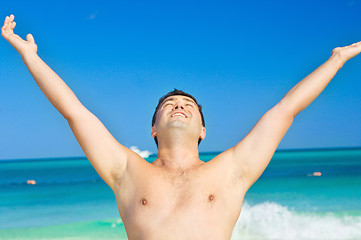 Image showing happy man on the beach