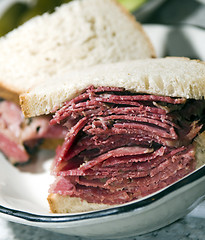 Image showing corned beef sandwich rye bread