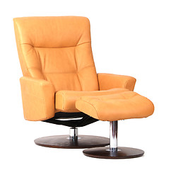 Image showing Yellow luxury leather recliner