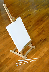 Image showing Easel with blanc canvas