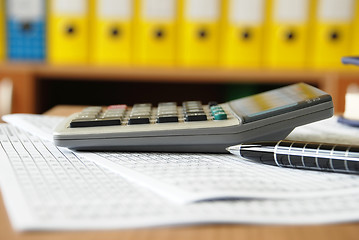 Image showing Calculator on office desk