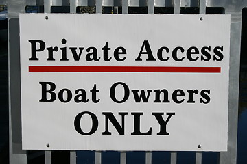 Image showing Boat Owners Only Sign