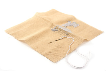 Image showing Fabrics, flax, needle with thread 2