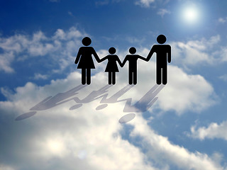 Image showing A family with shadow on the cloud