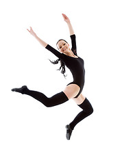 Image showing jumping girl in black leotard