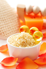 Image showing bath salt with rose petal