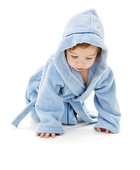 Image showing baby boy in blue robe