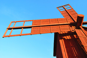 Image showing Red Wooden Windmill