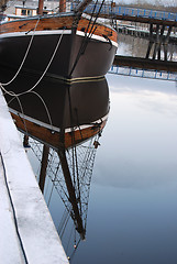 Image showing Ships Bow Reflected in Water.