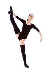 Image showing fitness instructor in black leotard