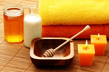 Image showing honey and milk spa