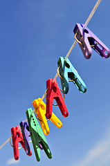 Image showing Colorful clothes pins