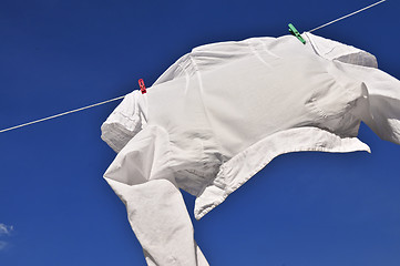 Image showing White shirt on clothes line