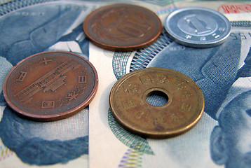 Image showing Japanese Coins And 1000yens Bills