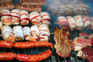 Image showing Meat on barbecue