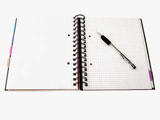 Image showing Notebook and pen ready to write with copyspace