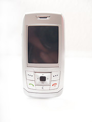 Image showing Isolated cell phone on white with copyspace