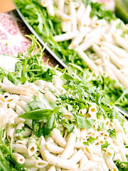 Image showing Candid image of pasta salad on plates